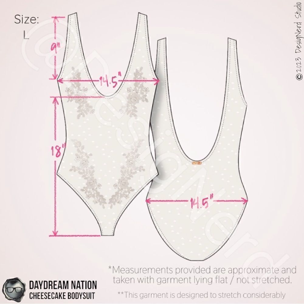 DAYDREAM NATION CHEESECAKE FLORAL APPLIQUÉ BODYSUIT IN WHITE VINTAGE LACE NWT - Picture 12 of 15